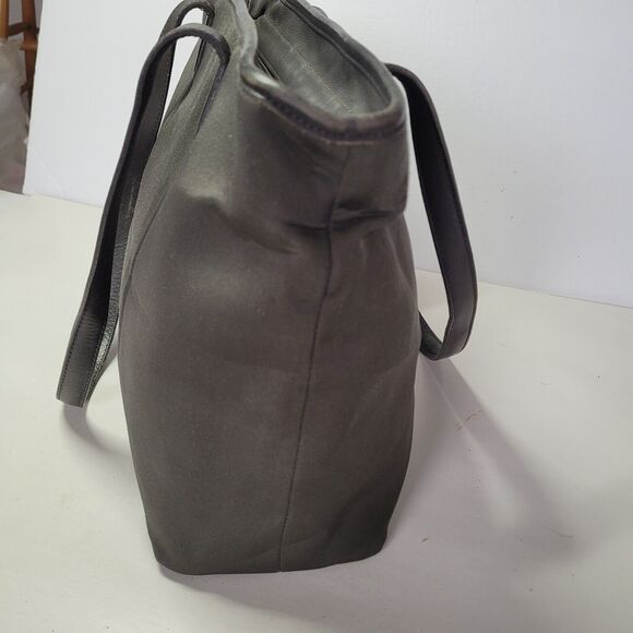 Coach Vintage Gray Neoprane Shoper Tote Shoulder Bag Leather Trim Zipper Soft - Picture 6 of 14